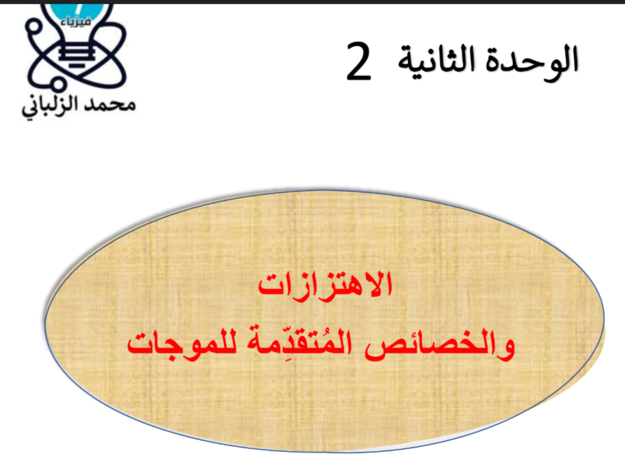 الاهتزازات والخصائص المتقدمة للموجات في الفيزياء للثاني عشر الفصل الأول