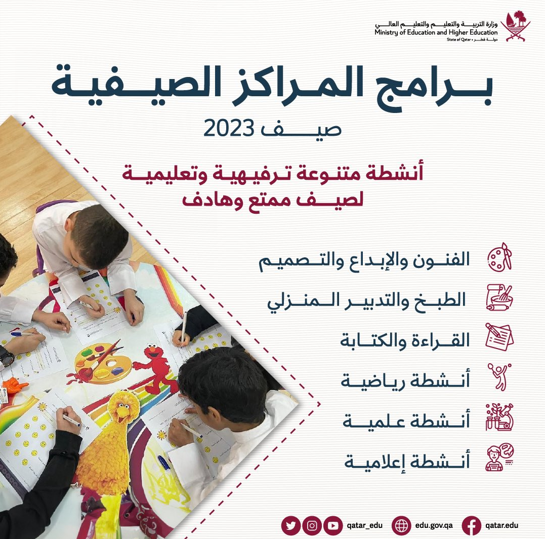 أنشطة صيفية متنوعة مقدمة من وزارة التربية والتعليم في قطر