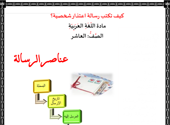 كيفية كتابة رسالة في اللغة العربية للعاشر الفصل الثاني